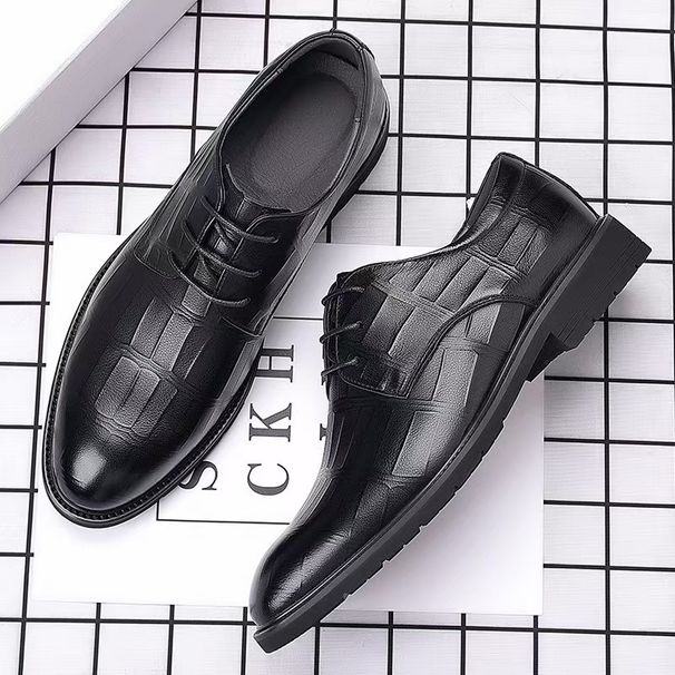 Men's Formal Dress Shoes - Breathable PU Leather Oxfords For Business & Casual Wear, Slip-Resistant & Lightweight, Classic Pointed Toe Design_vogvips.com