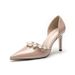Women's Pearl Hollow Single Shoes A12 Stiletto Heel Pointed Toe Low Mouth Fashion High Heels Bridesmaid Banquet Wedding_vogvips.com