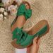 Summer Thick Sole Wedge Sandals For Women Plus Size European And American Style With Bow Foreign Trade Wish_vogvips.com
