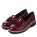 Tassel bow patent leather round head molded sole casual student shoes_vogvips.com
