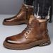 European Warm Series Martin Autumn Winter New Comfortable Simple Trendy Work Thick Sole High Top Boots Single Cotton Same Style Leather Shoes_vogvips.com