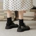 Women's Thick-Soled Height-Increasing Loafers, Fall 2026, Black Lace-Up Student Soft-Soled Versatile JK Mary Jane Chunky_vogvips.com