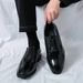 New Fashion Men's British Black Business Casual Loafer Shoes Daily Driving Office Leather Shoes One Foot Pedal Lazy Brown Banquet Dress Wedding Men's_vogvips.com