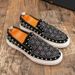 European Station Fashion Men's Shoes New Leather Casual Loafer Shoes Trendy Rivet Crystal Diamond Men's Shoes With Low Top Casual Shoes_vogvips.com