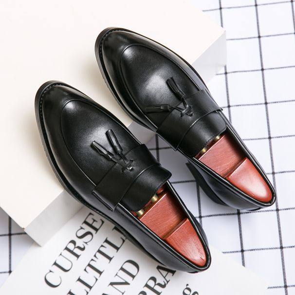 New Fashion Men's Brown Business Casual Loafer Shoes Daily Office Black Buckle Monk Men's Shoes One Foot Cover Banquet Dress Wedding Leather Shoes_vogvips.com