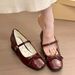 Stunning French-style Beige Mary Jane Patent Shoes, 2025 New Model, Leather Shoes With Bow, Sweet High Heels_vogvips.com