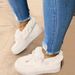 2025 Winter Cross-Border Trade Cotton European And American Style Bowknot Warm Flat Large Size Furry Women's Snow Shoes_vogvips.com