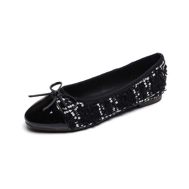 Round Head Small Fragrant Single Shoes Women's Flat Bottom Shallow Mouth French Versatile Bow Doudou Shoes_vogvips.com