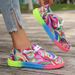 New Plus Size Shoes With Lace Up Color Low Top Shoe, Women's Graffiti Lazy Canvas Flat Sole Single Shoe_vogvips.com