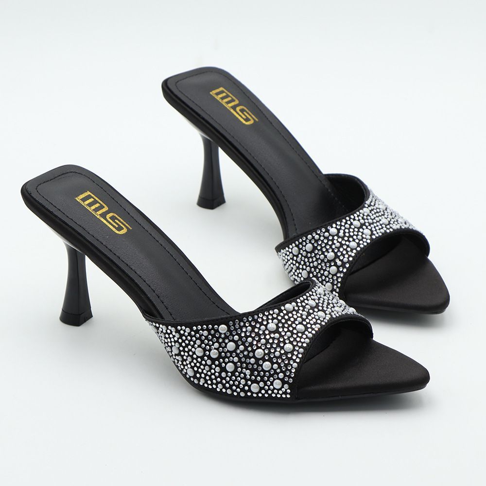 Summer New Style Satin Embroidered Crystal Stiletto Pointed Toe Slip On Sandals For Women Stylish Platform Heel Free_vogvips.com