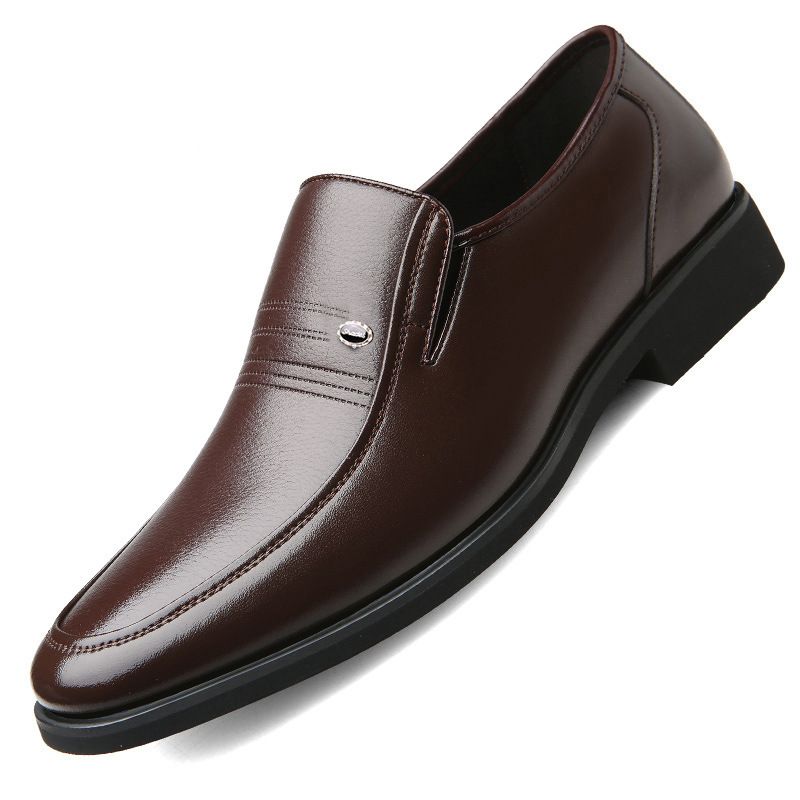 Men's Hollow Out Leather Business Casual Shoes Slip-On Comfortable Formal Dress Shoes_vogvips.com