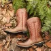 Men Vintage Embroidery Western Cowboy Square Toe On Mid Calf Riding Retro Distressed PU Leather Non Slip Outdoor Work_vogvips.com