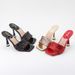 MS Women's Strappy Glitter Stiletto Sandals - Square Toe Open-Toe High Heels For Summer, Black/Red/Gold, Size 36-42_vogvips.com