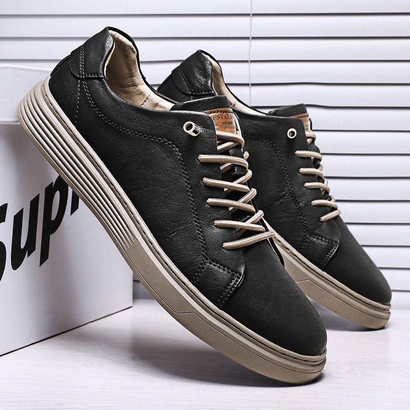 Euro Step Casual 2025 New Sneakers Style Cowhide Leather Men's Low-top British Driving Single Shoes_vogvips.com