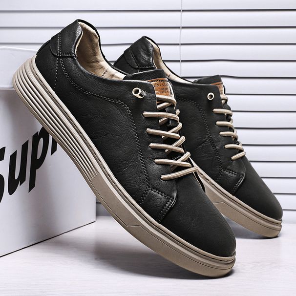 Euro Step Casual 2025 New Sneakers Style Cowhide Leather Men's Low-top British Driving Single Shoes_vogvips.com