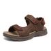 Men’s Nubuck Leather Outdoor Sport Sandals, Triple Adjustable Strap Non-Slip Hiking Walking Sandals_vogvips.com