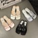 Women's Slippers 2025 Summer New Pink French Style Chunky Heel Square Sandals Bowknot Open Toe Outdoor High Heels_vogvips.com