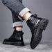 European Warm Series Men's Autumn Winter Martin With Fleece Lining, Thickened And Warm Cotton Shoes, Trendy Motorcycle Work Boots_vogvips.com