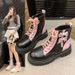 Martin For Women Pink Bowknot Heart Sweet Cool 2025 Thick Sole Girl Short Boots British Style Spring Autumn New Fashion_vogvips.com
