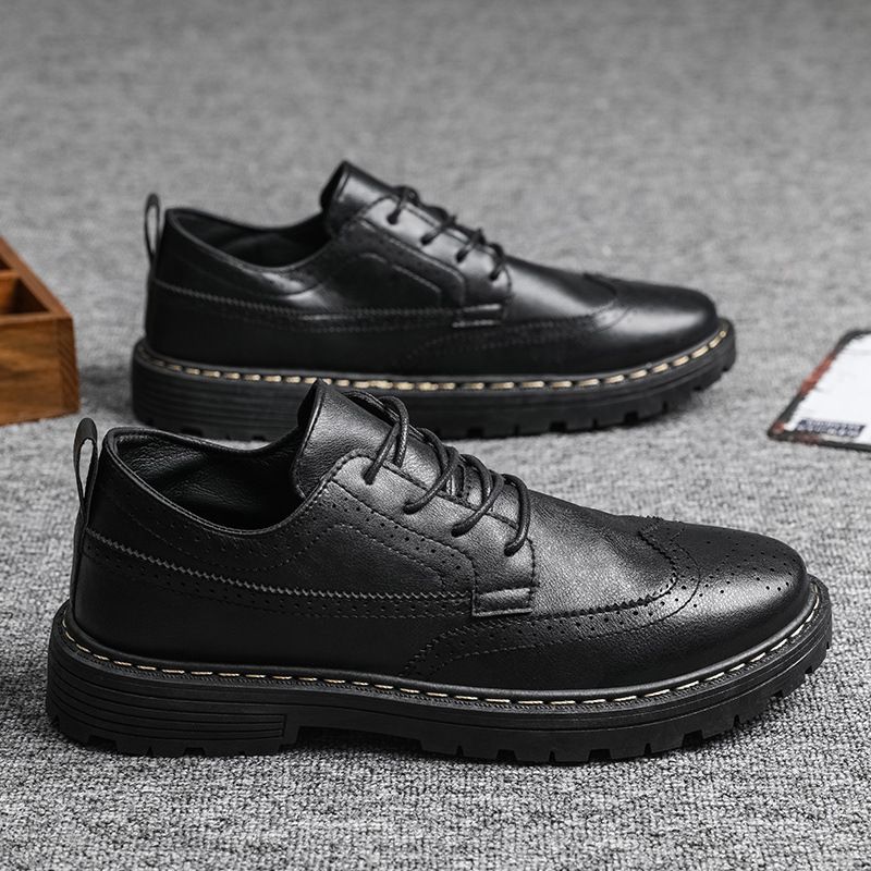 2025 Autumn And Winter New Big Head Leather Casual Thick Bottom Workwear Martin Boots Low Top Block Men's Shoes Ea6e_vogvips.com