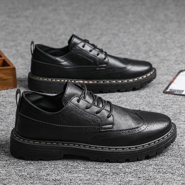 2025 Autumn And Winter New Big Head Leather Casual Thick Bottom Workwear Martin Boots Low Top Block Men's Shoes Ea6e_vogvips.com