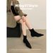 2025 Autumn Winter Korean Style Elegant Flat Short For Women Pointed Toe Slim Suede Inner Height Increase Elastic Martin_vogvips.com