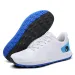 Men Solid White Waterproof Golf Shoes Spikeless Anti Slip Breathable Cushioned Sole Outdoor Sport Sneakers_vogvips.com