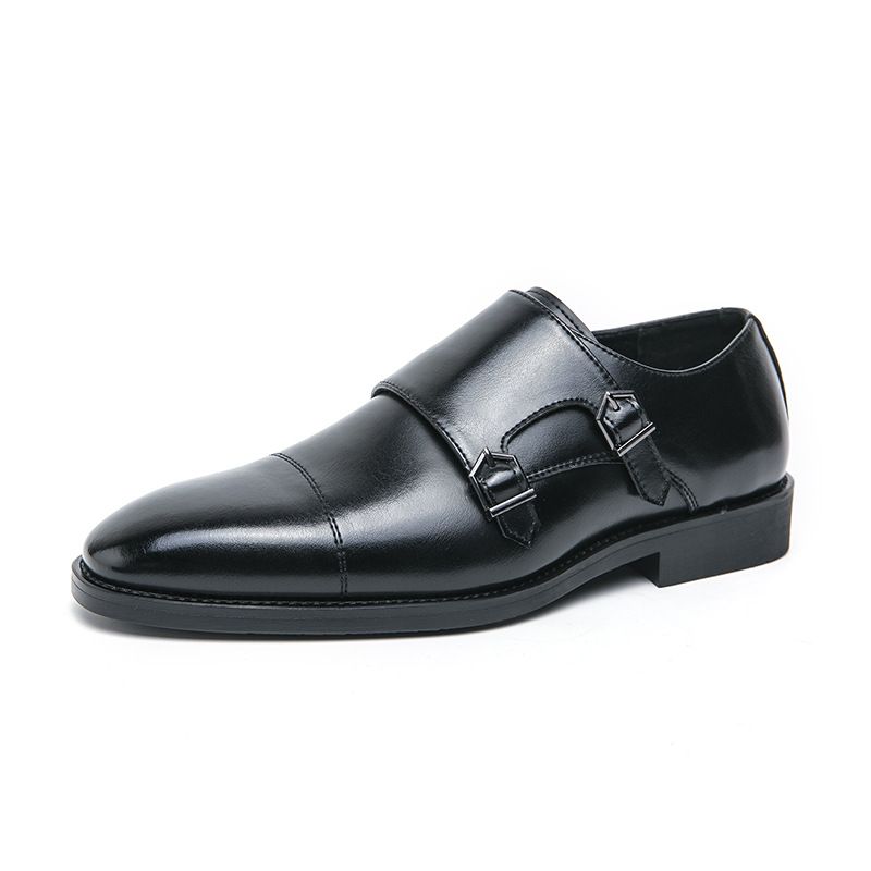 Business Double Buckle Monk Black Formal Professional Leather Office Men's Wedding Shoes_vogvips.com