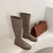 Low Heel Slim Long Back Zipper Martin 2024 Spring And Autumn Versatile Over-the-Knee Soft Leather Riding Boots With_vogvips.com