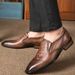 Dress Embossed Three-dimensional Crocodile Foot Casual Men's Shoes Elegant Banquet Pointed Leather Shoes_vogvips.com