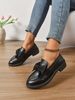 British-style Leather 2025 Spring And Autumn New Versatile Flat Wo's Solid Color Bow Shoes Chunky Heel Loafers For_vogvips.com