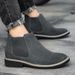 Men's Fashion Chelsea Boots With Hidden Wedge – Slip-Resistant & Comfortable Mid-Calf Boots For Autumn & Winter (Black/Grey, Sizes 38-46)_vogvips.com