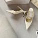 Rhinestone Patent Leather Version Pointed Toe Single Shoes Inlaid High Heel Half Mules Flat Sandals For Women_vogvips.com