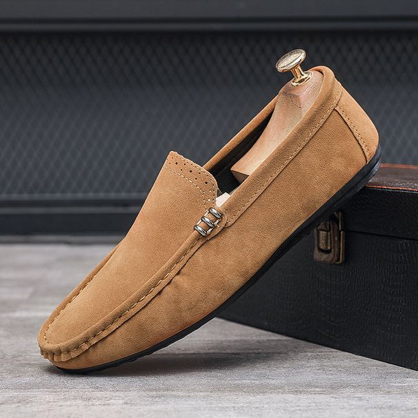 SHLIANG New Men's Loafers Breathable Shoes Comfort Plaid Leather Casual Shoes For Men Slip On Concise Quality Drive Men Sneakers X0033_vogvips.com