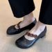 Unique Retro Round-toe Women's For Spring/summer 2025, Versatile With Buttons And Elastic Straps, Shallow Soft Leather_vogvips.com
