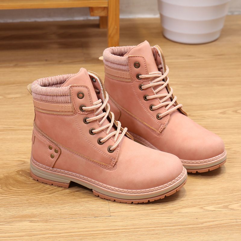 Women's Winter Faux Fur Lined Ankle Boots - Slip-Resistant PU Leather Casual Booties With Round Toe & Lace-Up Design_vogvips.com