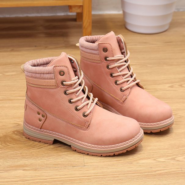 Women's Winter Faux Fur Lined Ankle Boots - Slip-Resistant PU Leather Casual Booties With Round Toe & Lace-Up Design_vogvips.com