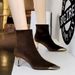 Light Luxury Women's Boots Short Boots Metal Pointed Pedicure Thin Xishi Velvet Short Boots_vogvips.com