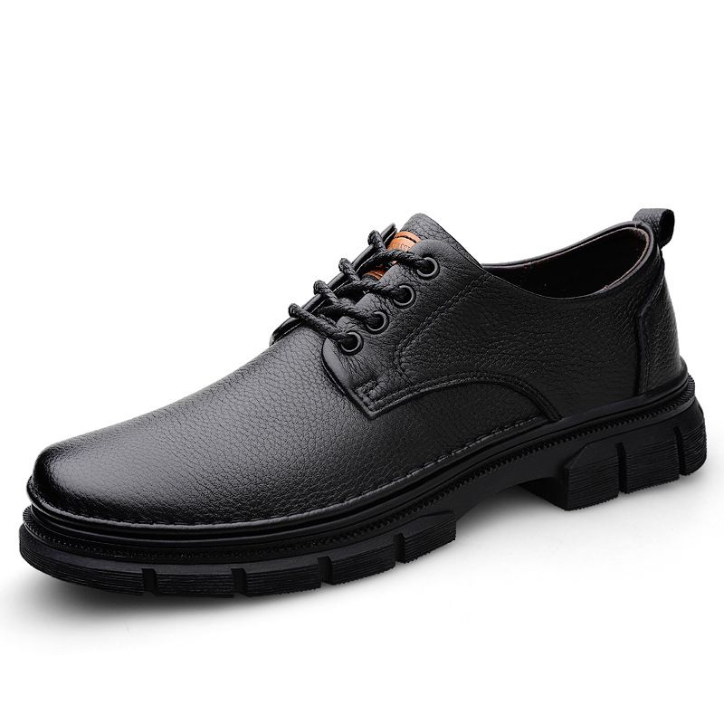 Men's Leather Shoes First Layer Casual Leather Shoes Men's Black Low-top Martin Boots Tooling Shoes_vogvips.com