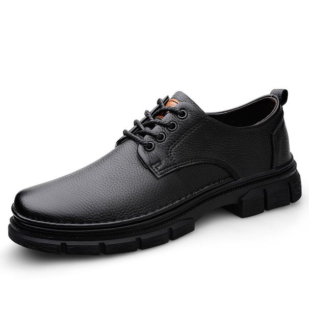 Men's Leather Shoes First Layer Casual Leather Shoes Men's Black Low-top Martin Boots Tooling Shoes_vogvips.com