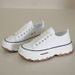 Thick Soled Canvas Shoes For Women New Height Increasing Shoes Black Niche Platform Casual Sneakers_vogvips.com