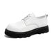 ShoeVault British Style INS Black Men's Leather Trendy Korean Thick Sole Square Toe Derby White Youth Casual Suit Shoes_vogvips.com