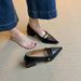 Soft Leather Version ~ Retro Shallow High Heels For Women Camellia One-Strap Thick Heel Single Pointed Toe Elegant Mary_vogvips.com