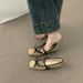 First Encounter Season French-style Flat Suede Bow Square-toed Mary Jane Shoes With A Simple Buckle Strap That Doesn't_vogvips.com