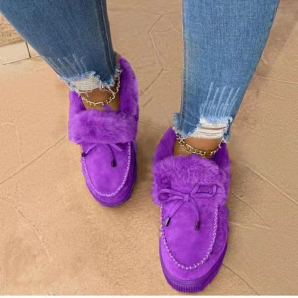 New Women's Cotton Shoes With Round Toe, Thick Sole And Velvet Stitching, Snow Boots_vogvips.com