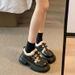 Women's Shoes Chunky Loafers With Fleece Lining - Slip-On Comfort Shoes With Platform Sole For Winter, Spring & Fall - Round Toe Mary Jane Style_vogvips.com