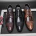 TerraStride Spliced Pointed Leather Large Size Business Casual Formal British Style Derby Men's Shoes_vogvips.com
