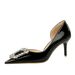 638-AK30 Style Banquet With Thin High Heels, Lacquer Leather, Shallow Mouth, Sharp Point, Side Hollow Water Diamond_vogvips.com