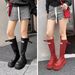 Outdoor Red Rain For Women 2025 New Autumn Winter Versatile Round Toe Thick Sole High Tube Riding Over-the-Knee Long_vogvips.com