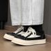 Street Style Black Casual Sports Shoes, Fashionable Skateboarding Comfortable Platform Men's Sports Shoes_vogvips.com